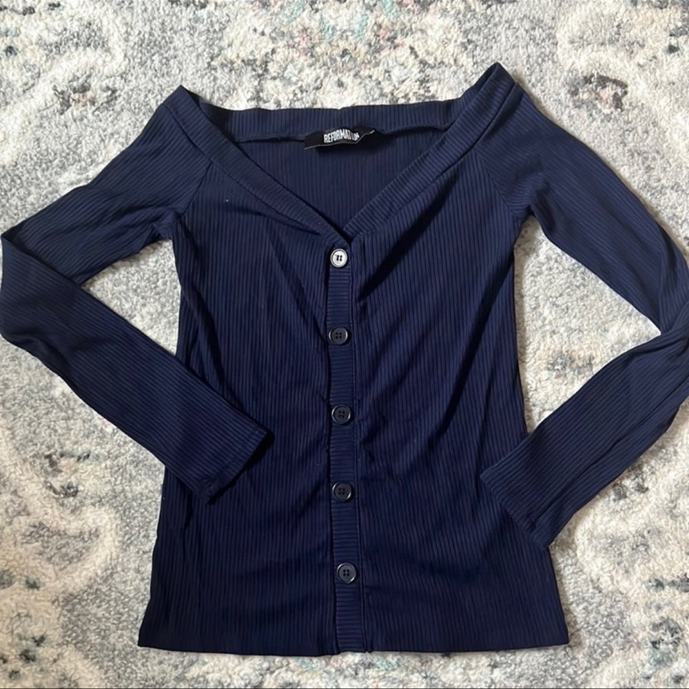 Reformation top navy blue size S